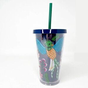 Starbucks Cold Cup Quetzal Birds of Paradise Blue Green Flowers 16 oz Grande NWT